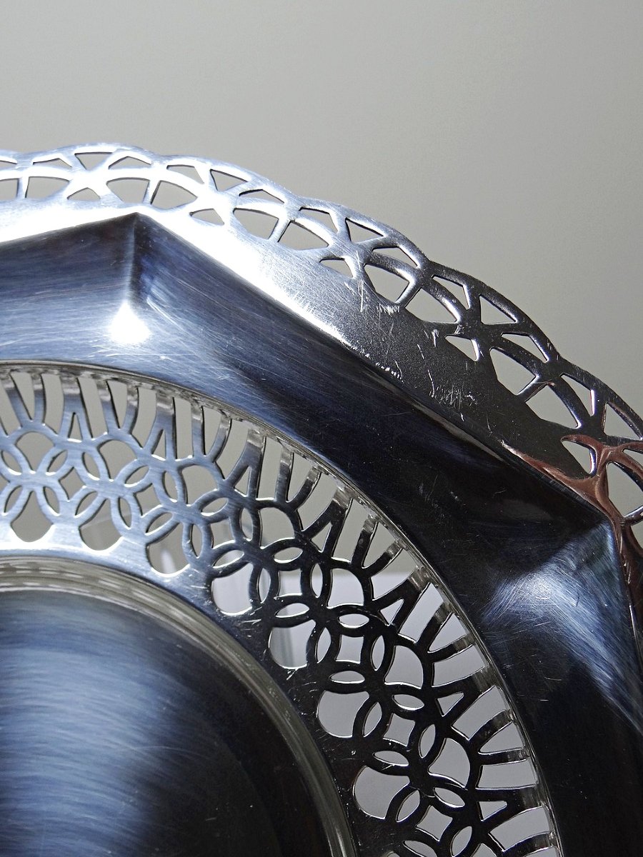 Large Silver-plated Openwork Bowl, Dechamps Frères Silverware-photo-4