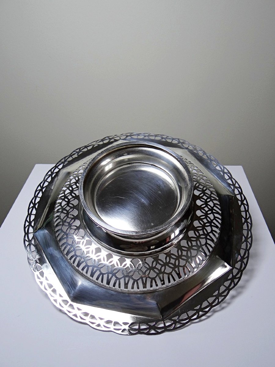 Large Silver-plated Openwork Bowl, Dechamps Frères Silverware-photo-7