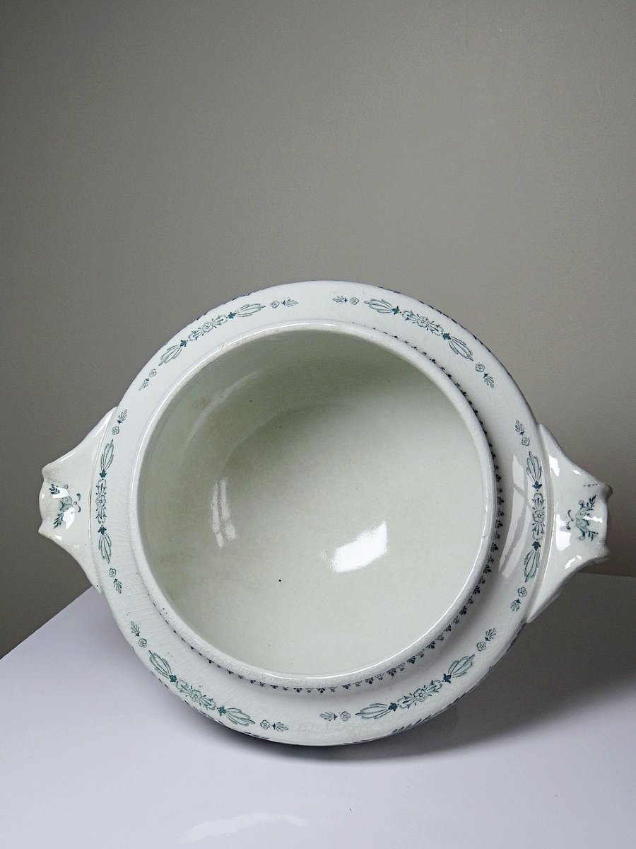 Grande soupière ancienne K&G Lunéville modèle Compiègne en terre de fer-photo-5