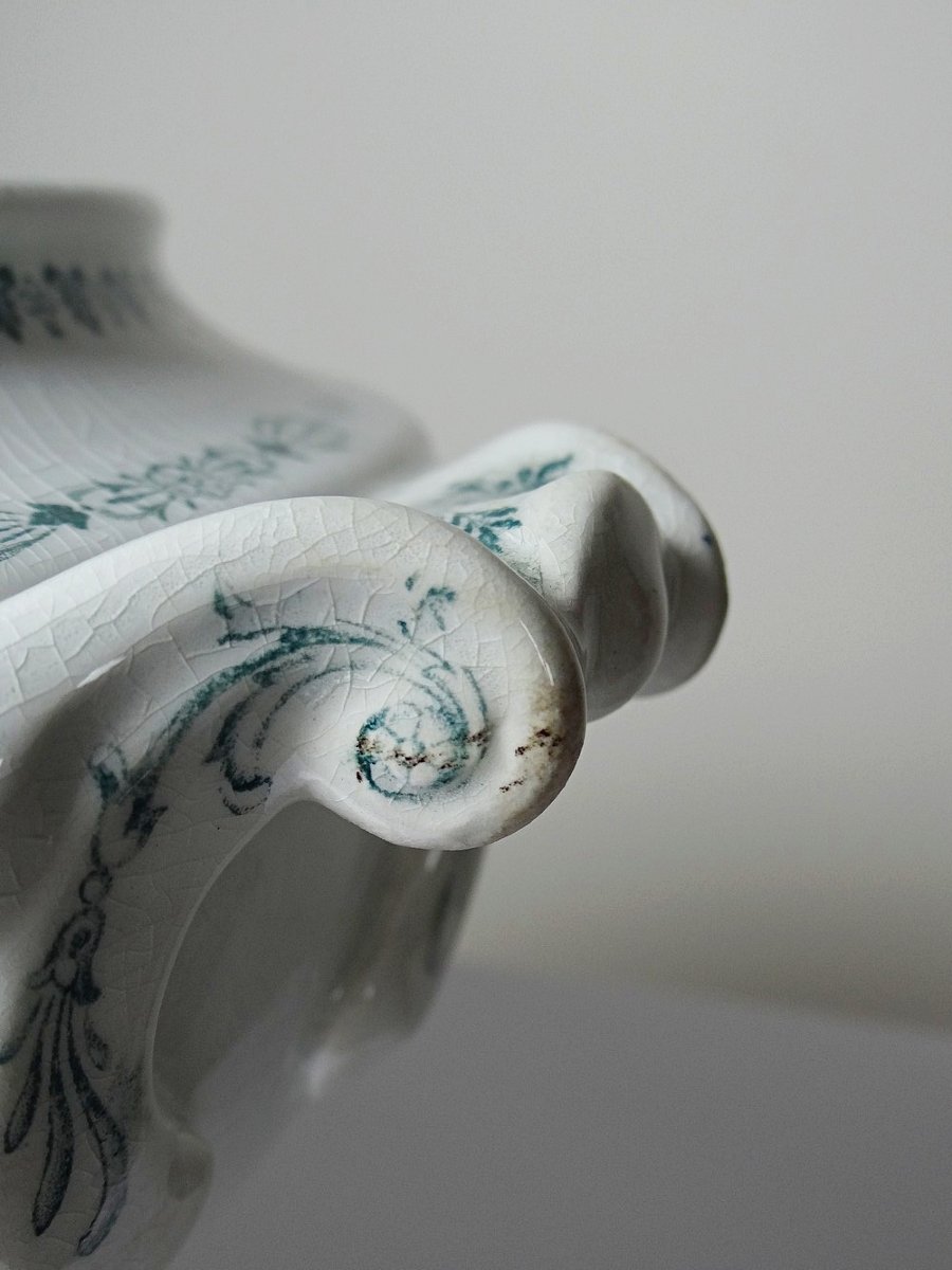 Grande soupière ancienne K&G Lunéville modèle Compiègne en terre de fer-photo-8