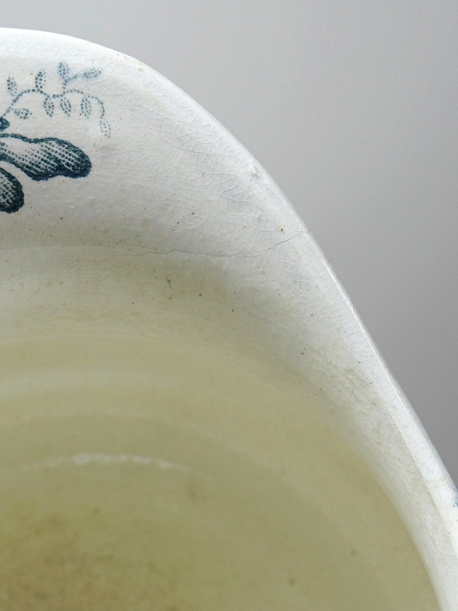 Broc de toilette Terre de Fer "Floréal", faïencerie Givors, décor floral XIXe-photo-6