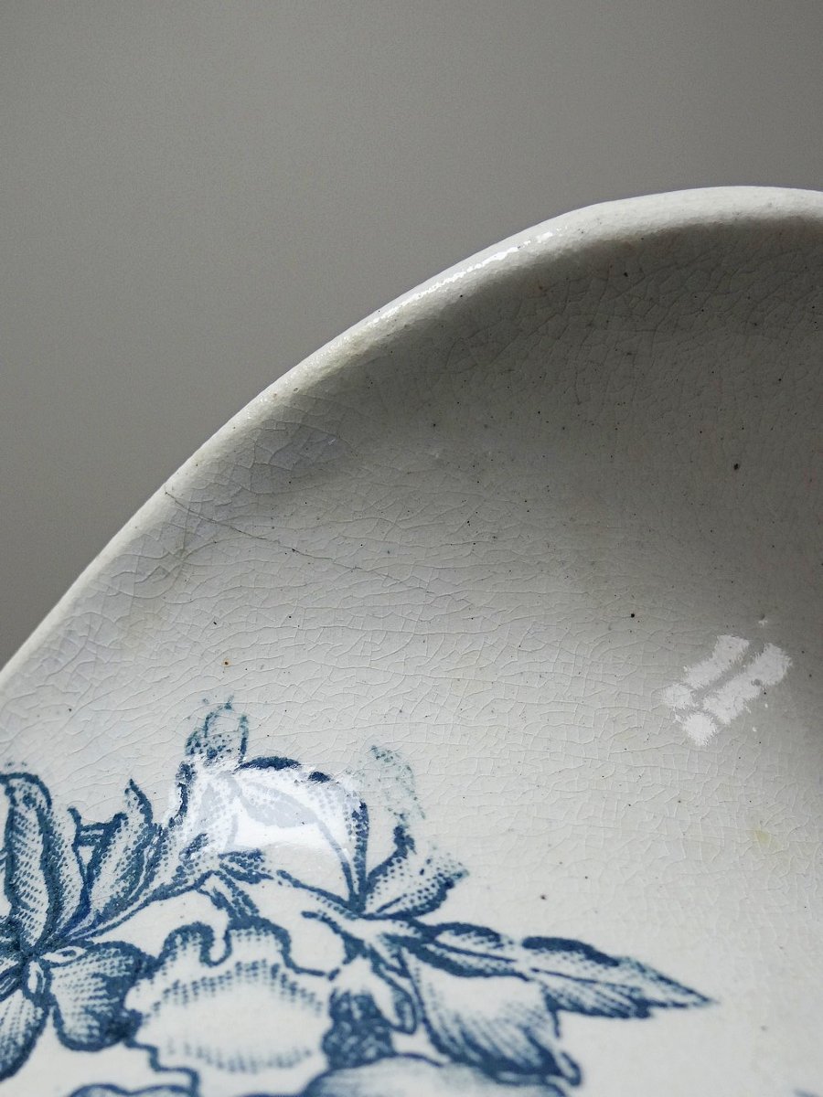 Broc de toilette Terre de Fer "Floréal", faïencerie Givors, décor floral XIXe-photo-7