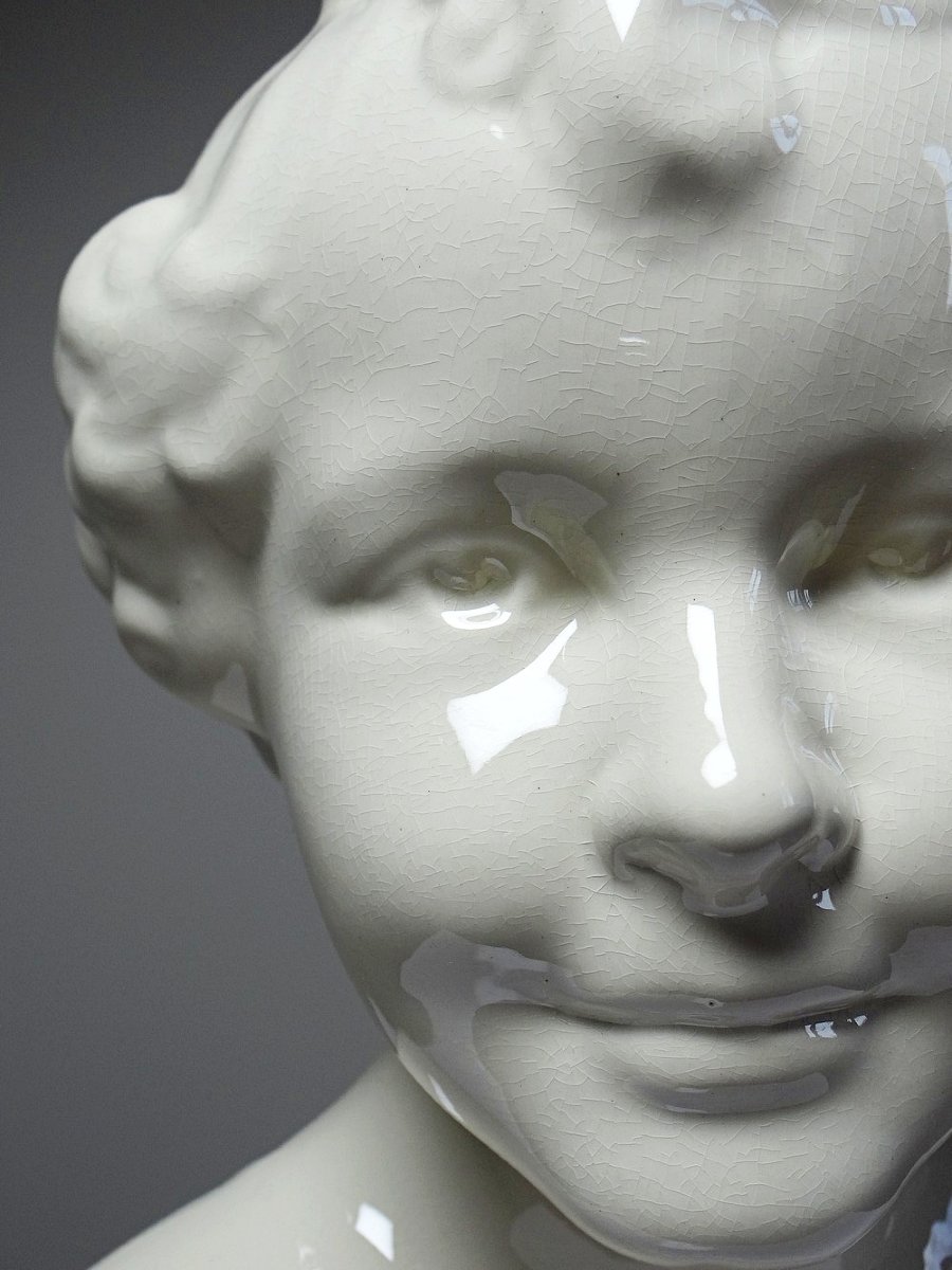 Buste en faïence de Sarreguemines Art Déco ancien 1920-1935-photo-2