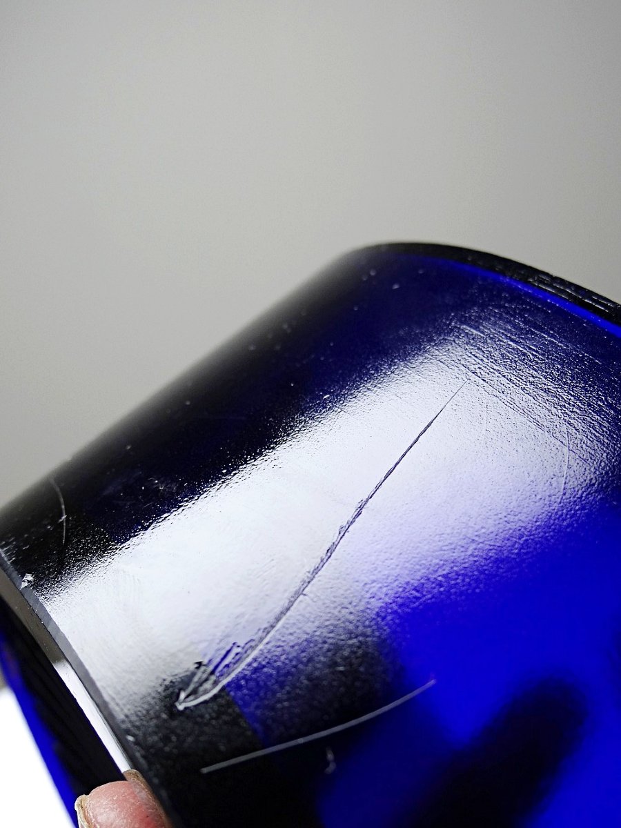 Bonbonnière victorienne att. George T. & Co verre cobalt et métal argenté XIXe-photo-5
