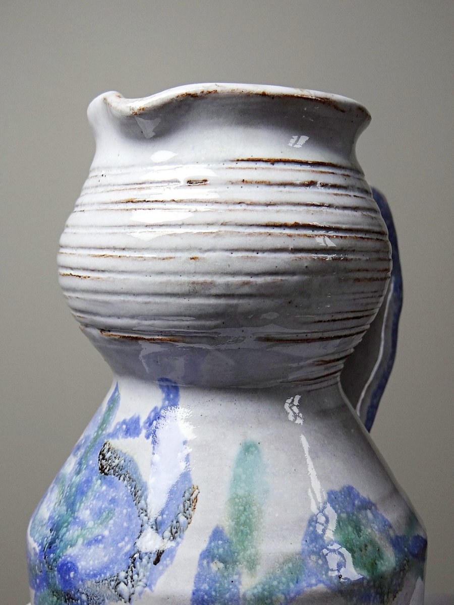 Vallauris 70's Glazed Stoneware Pitcher Attributed To Boris Kasianoff-photo-1