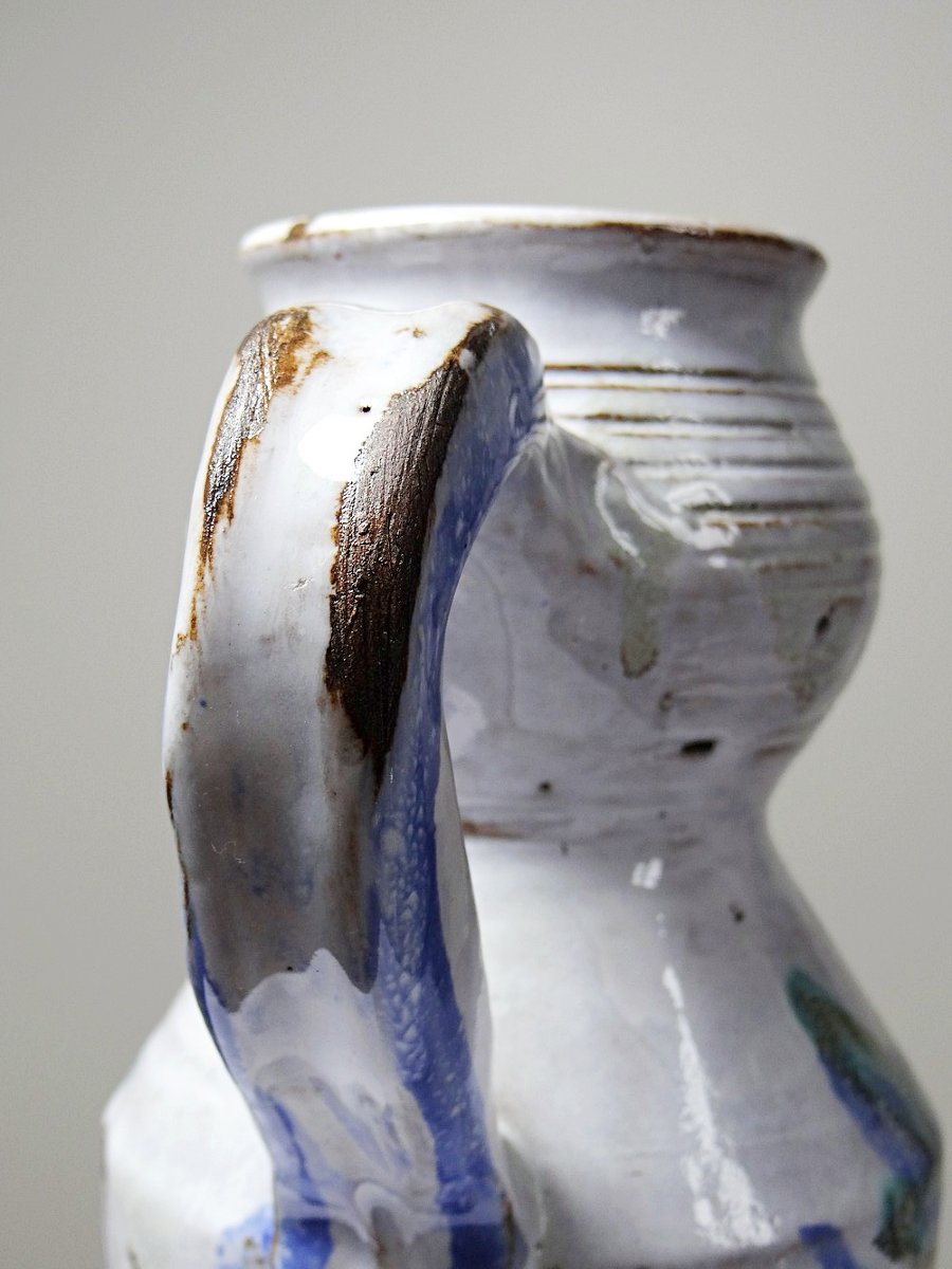 Vallauris 70's Glazed Stoneware Pitcher Attributed To Boris Kasianoff-photo-3