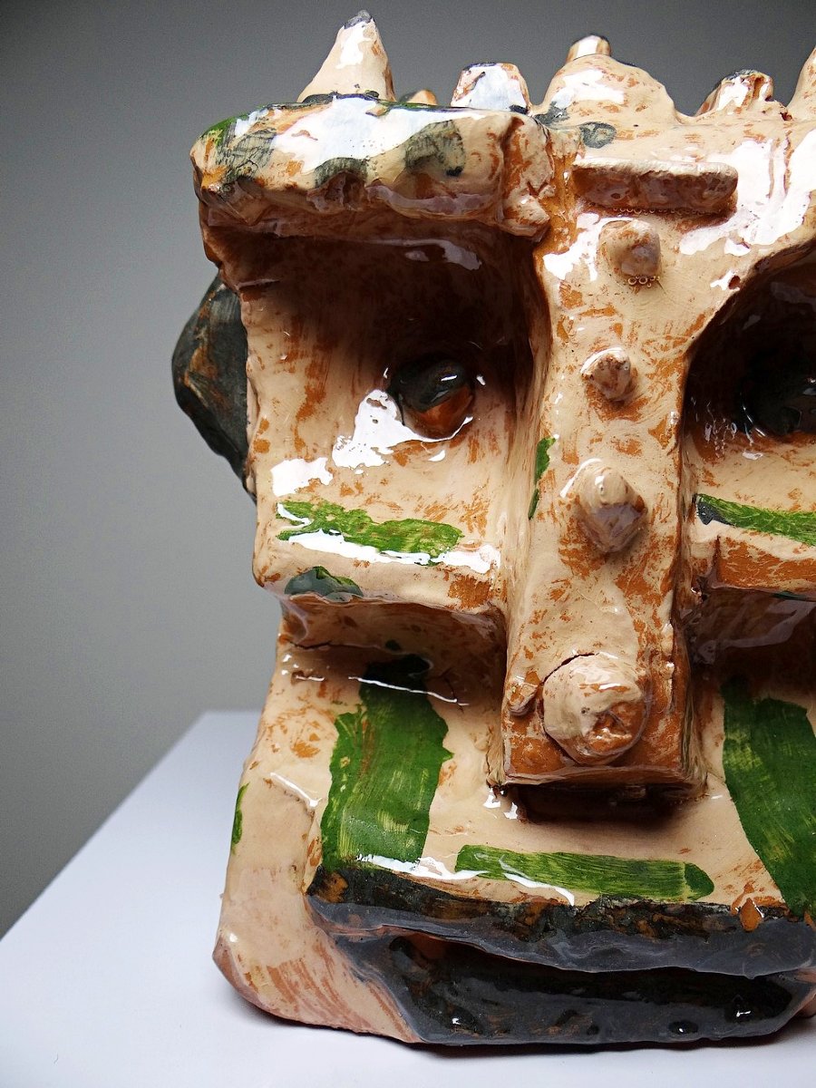 Modernist Brutalist Anthropomorphic Sculpture In Glazed Terracotta, 20th Century-photo-2