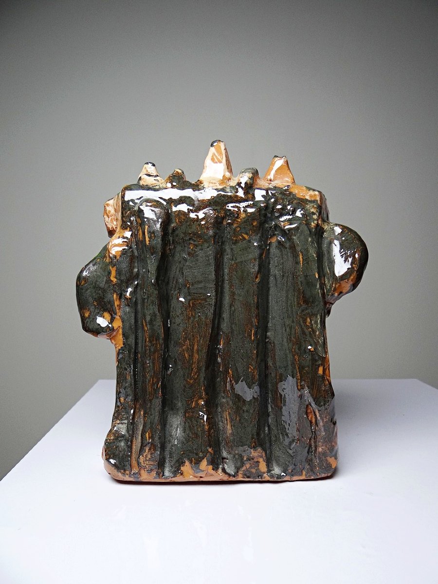 Modernist Brutalist Anthropomorphic Sculpture In Glazed Terracotta, 20th Century-photo-3