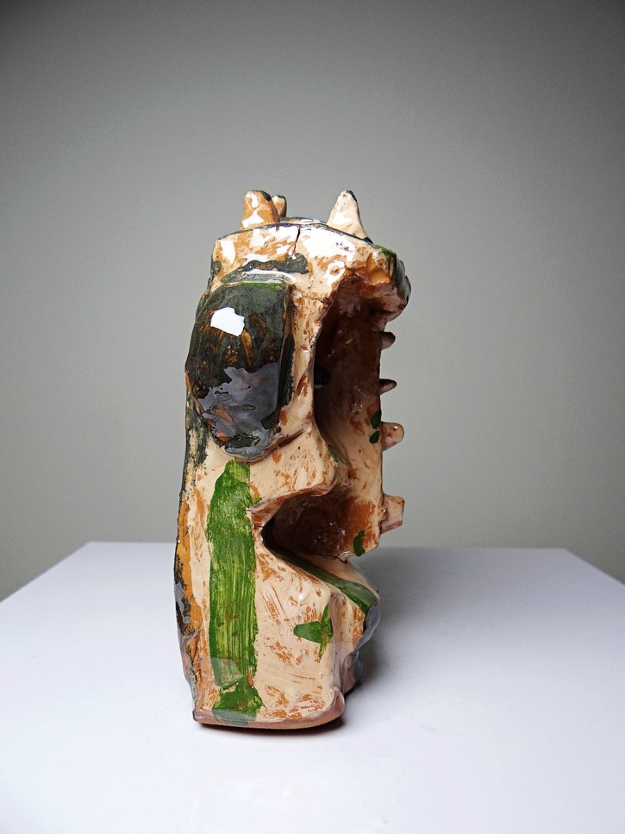 Modernist Brutalist Anthropomorphic Sculpture In Glazed Terracotta, 20th Century-photo-4