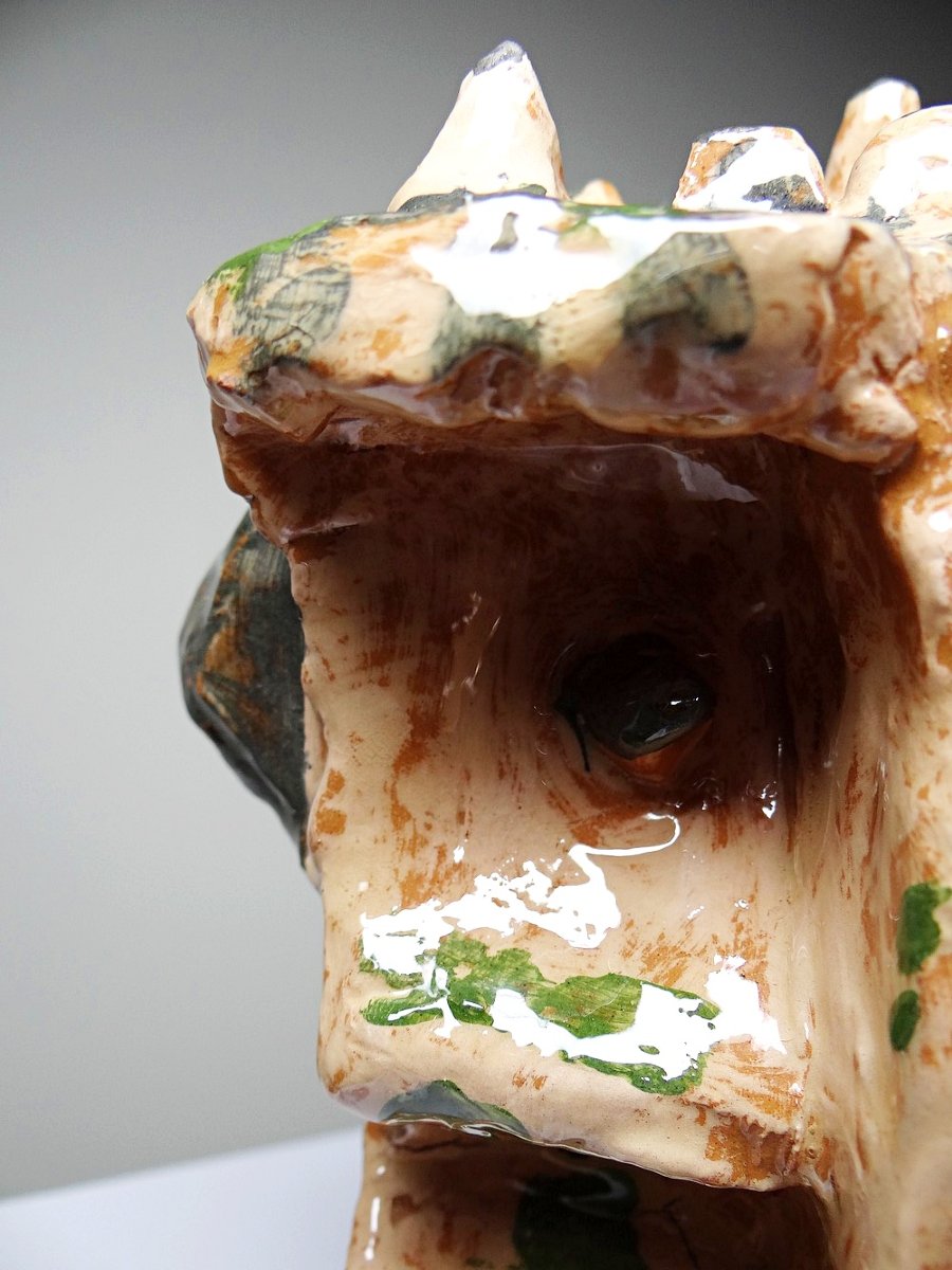 Modernist Brutalist Anthropomorphic Sculpture In Glazed Terracotta, 20th Century-photo-8