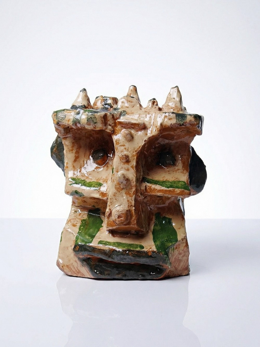 Modernist Brutalist Anthropomorphic Sculpture In Glazed Terracotta, 20th Century