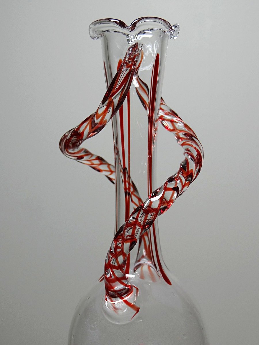 Vase soliflore verre soufflé Vénitien Murano vintage 50-60 Filigrana/Zanfirico-photo-4