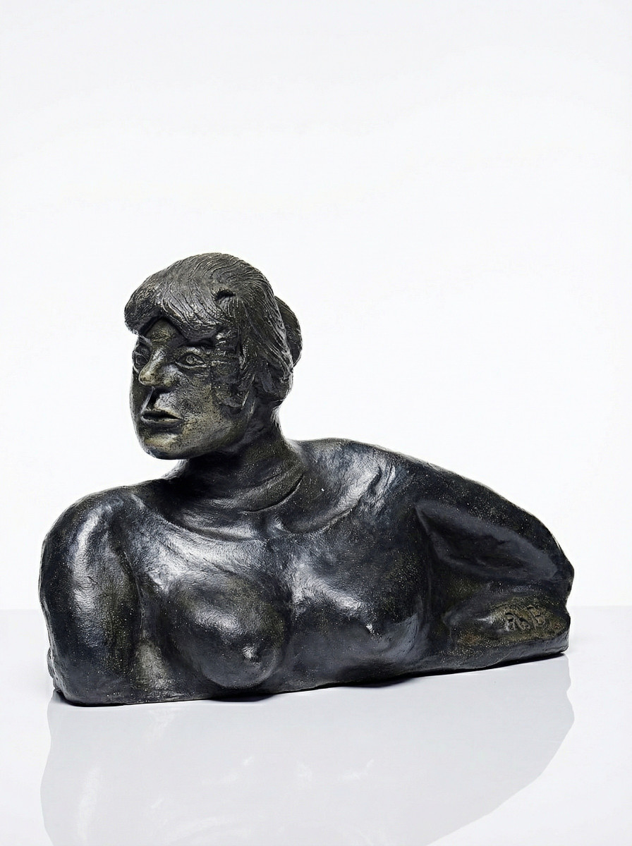 Buste de femme céramique XXe artisanat d'art signée