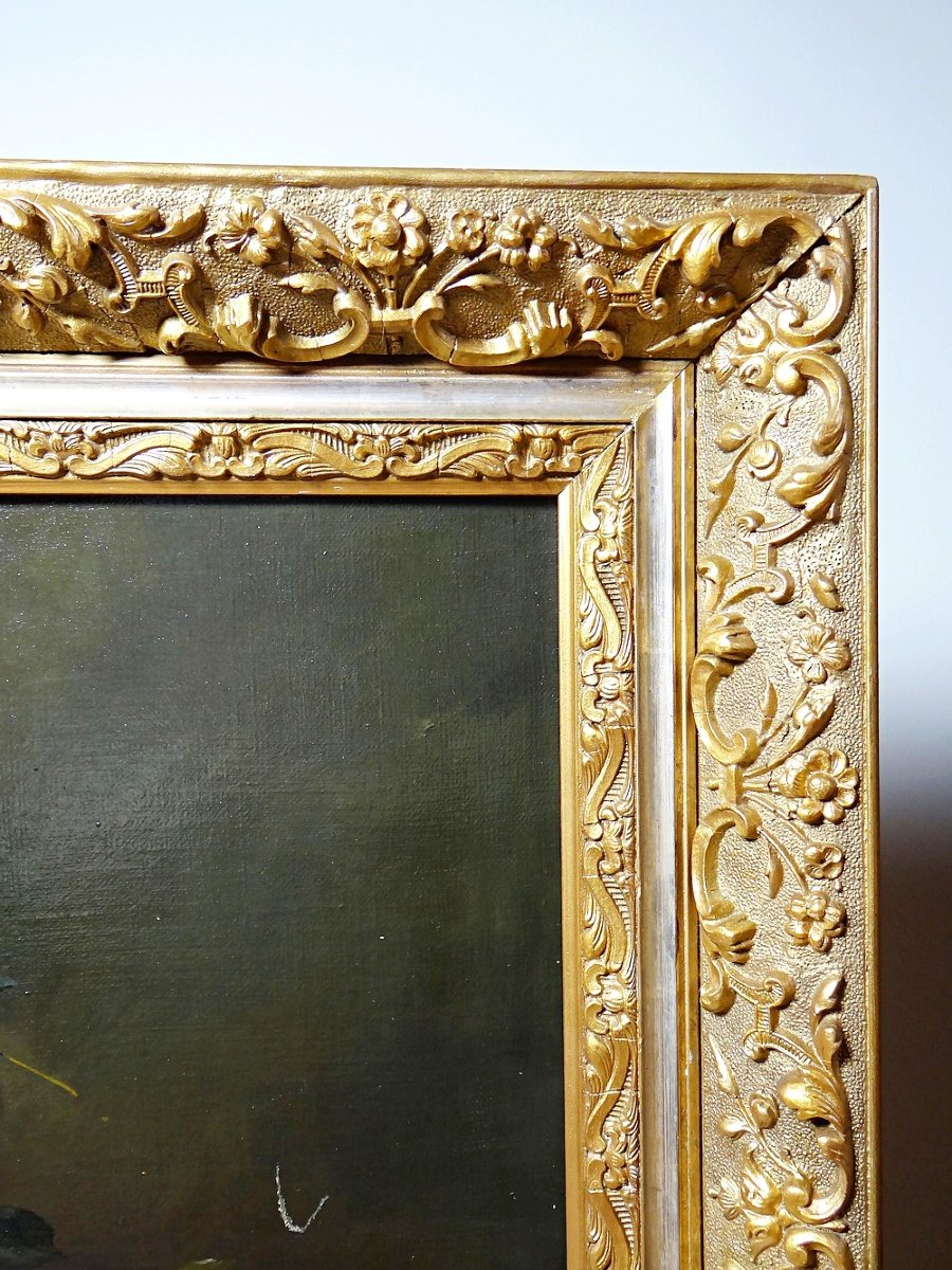 tableau ancien huile sur toile encadré, bouquet de roses, signé, vers 1890-1910-photo-7