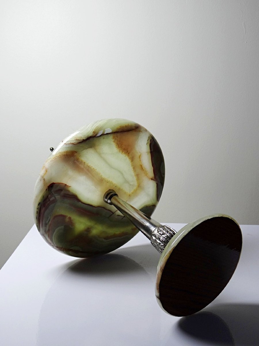 Green Onyx And Silver-plated Metal Display Stand, Italy, Vintage Years 1935-1955-photo-3
