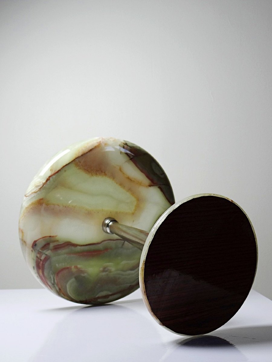 Green Onyx And Silver-plated Metal Display Stand, Italy, Vintage Years 1935-1955-photo-2