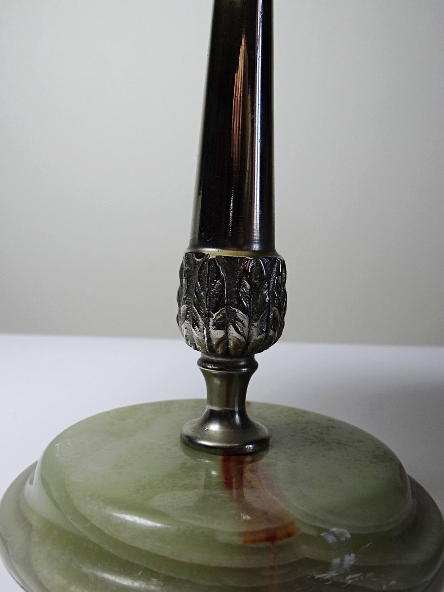 Green Onyx And Silver-plated Metal Display Stand, Italy, Vintage Years 1935-1955-photo-7