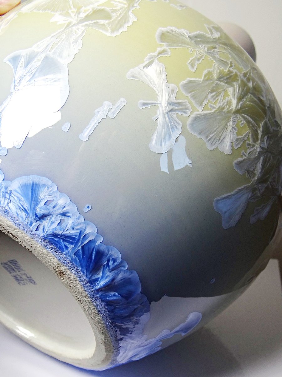 Vintage Jingdezhen Zhi Crystal Enamel Porcelain Globular Vase-photo-7