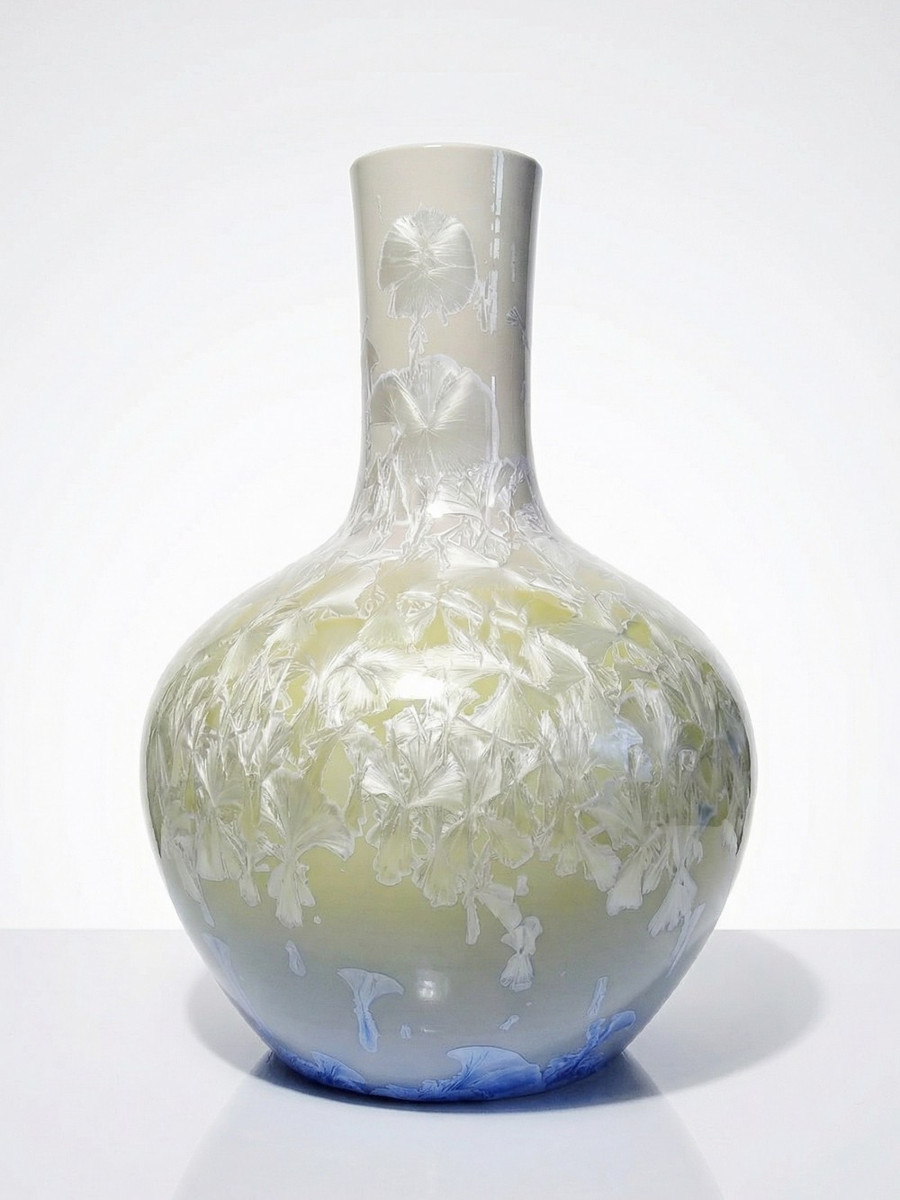 Vintage Jingdezhen Zhi Crystal Enamel Porcelain Globular Vase