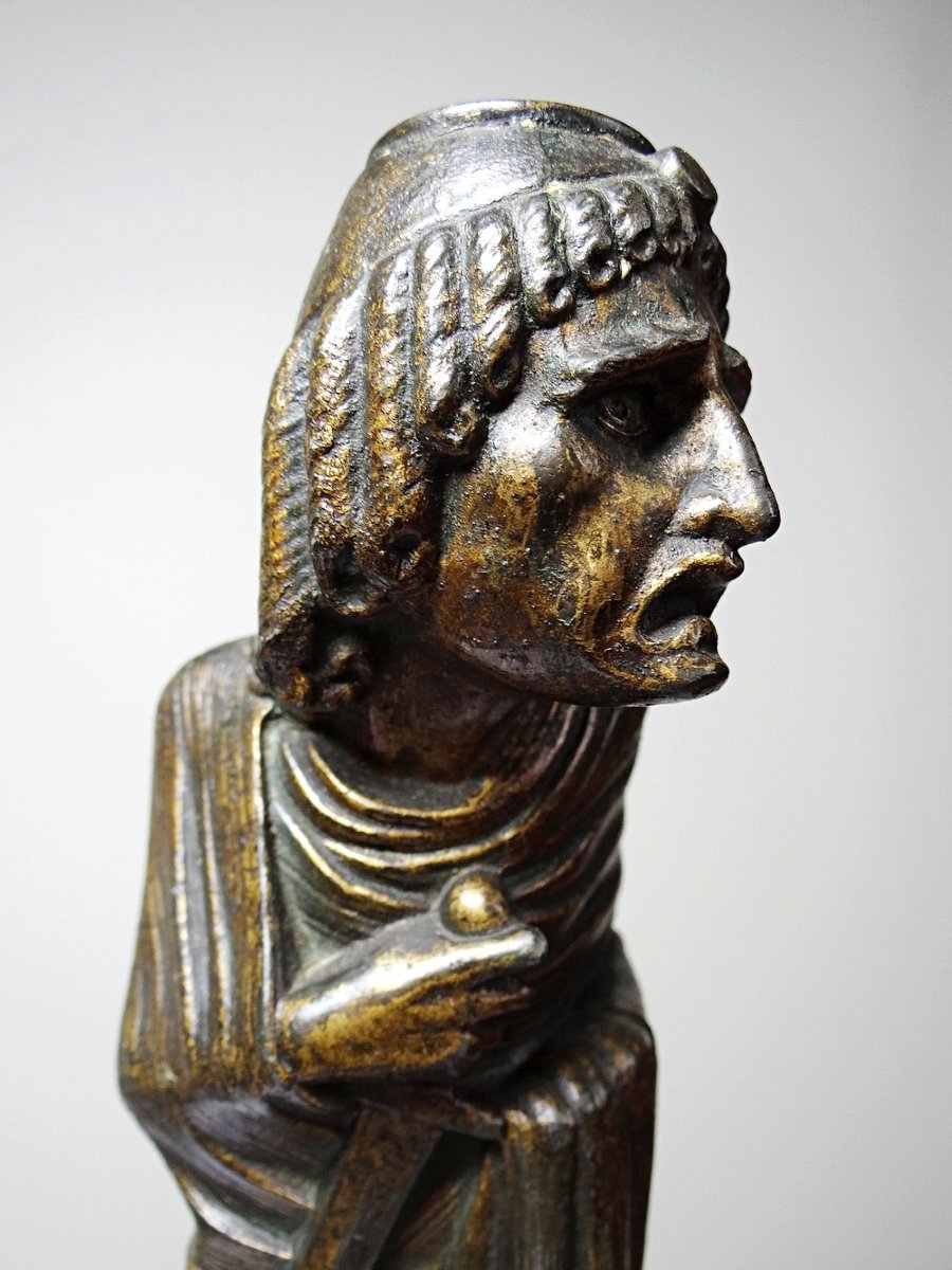 Bougeoir caricatural régule patiné, Frédérick Lemaître, ancien XIX-XXe-photo-3