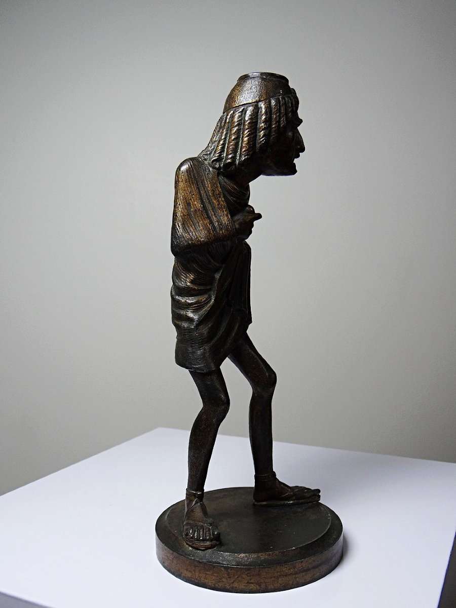 Bougeoir caricatural régule patiné, Frédérick Lemaître, ancien XIX-XXe-photo-2