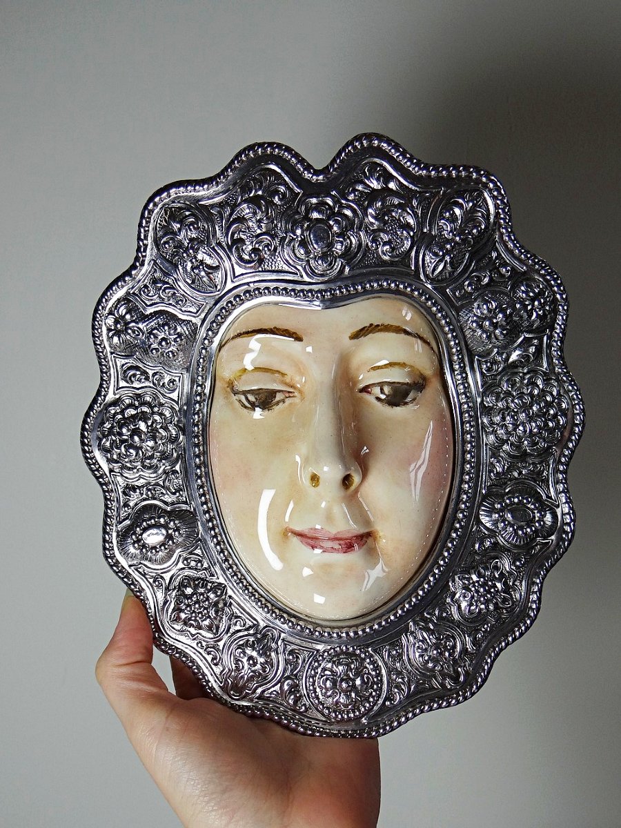 Ex-voto Mural Virgen Del Rocío Ceramic And Embossed Metal, Spain 20th Century-photo-3