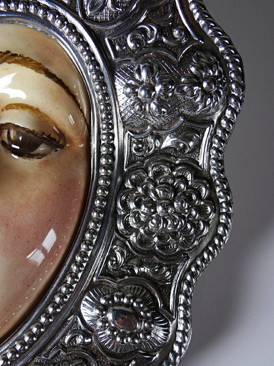 Ex-voto Mural Virgen Del Rocío Ceramic And Embossed Metal, Spain 20th Century-photo-6
