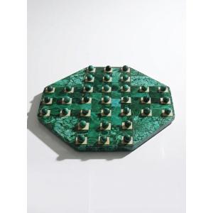 Vintage Octagonal Solitaire Ring In Malachite And Bakelite From The 1950s-60s