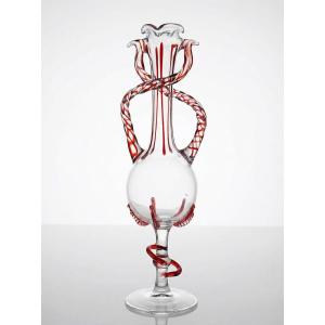 Vase soliflore verre soufflé Vénitien Murano vintage 50-60 Filigrana/Zanfirico