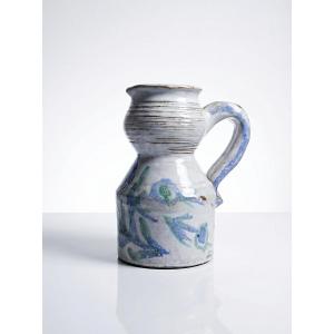 Vallauris Glazed Stoneware Pitcher, 1970s, Att Boris Kasianoff 