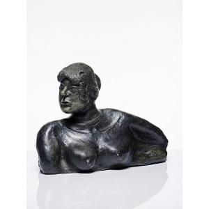 20th-century Ceramic Bust Of A Woman, Signed Handcrafted Work Of Art