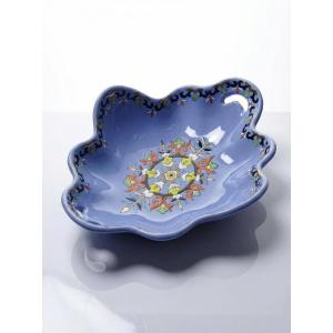 Vintage Longwy Earthenware And Enamel Bowl/trinket Dish, Chartres Pattern