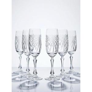 Set Of 6 Vintage Hand-cut Lorraine Crystal Champagne Flutes From The 1950s-1970s