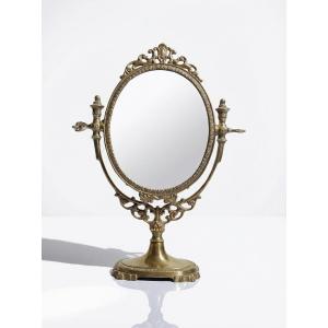 Miroir psyché à poser ancien laiton ou bronze doré style Rococo XIXe-XXe