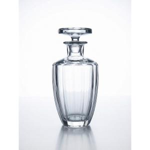 Art Deco Cut Crystal Decanter, Flat Ribs, St. Louis Style, 1930s