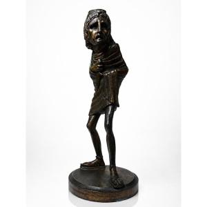 Bougeoir caricatural régule patiné, Frédérick Lemaître, ancien XIX-XXe