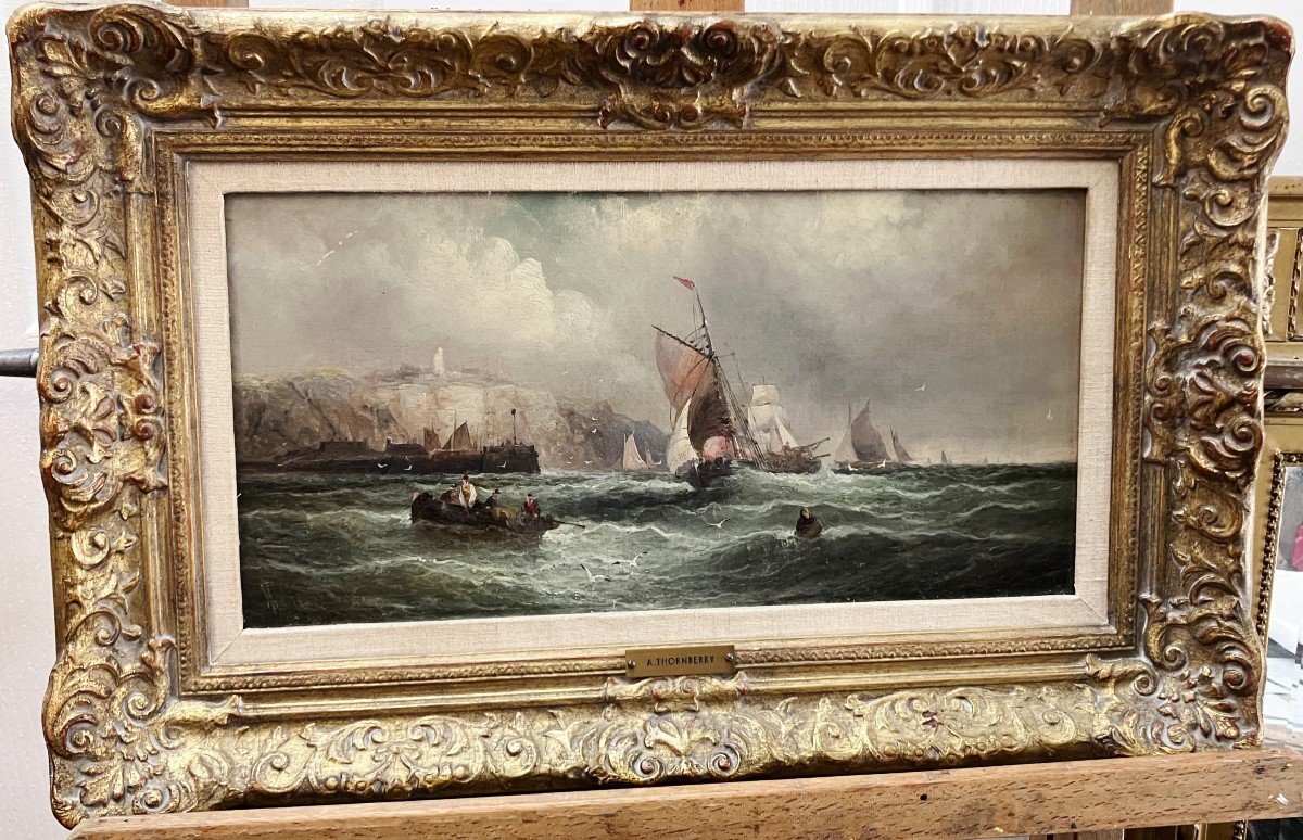 Marine Painting By William Anslow Thornbury Or Thornley 