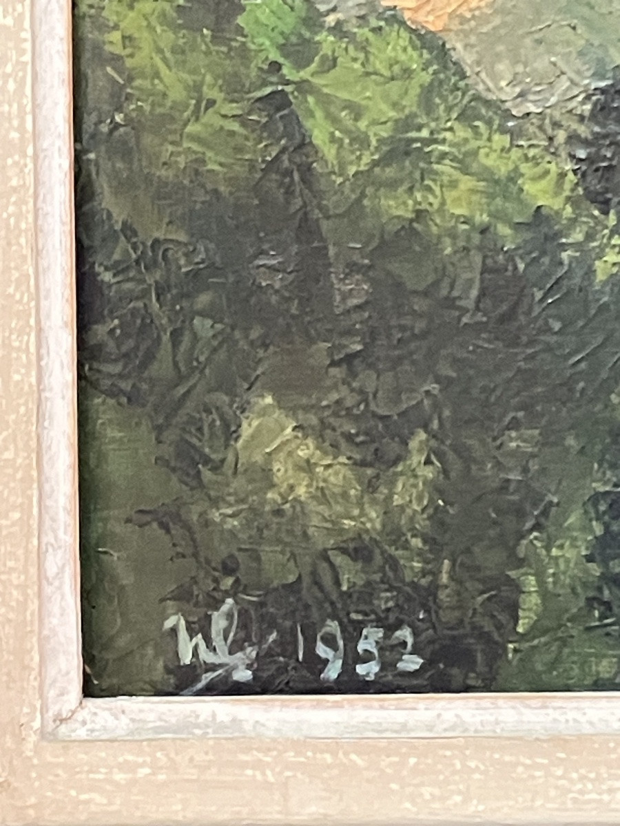 Painting Of A Landscape Of Haute Savoie, Oil On Panel, Monogrammed Hc For Collignon, Dated 1952-photo-2