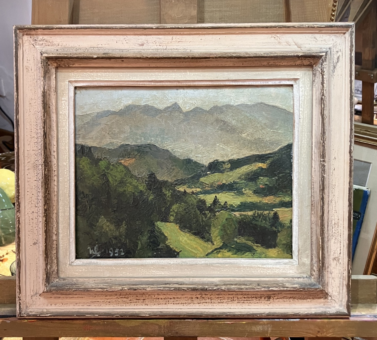 Painting Of A Landscape Of Haute Savoie, Oil On Panel, Monogrammed Hc For Collignon, Dated 1952