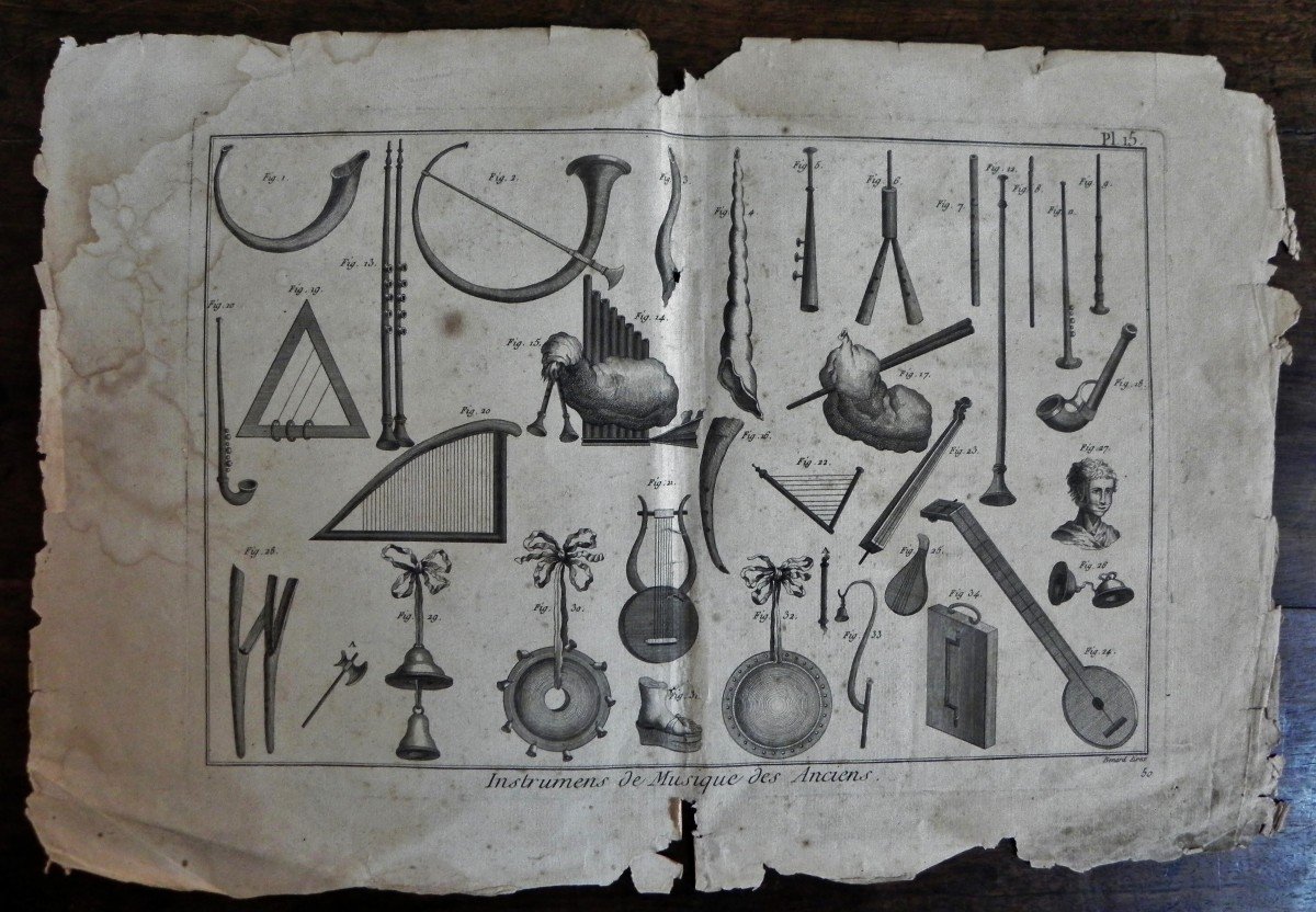  Original Engravings Plates Of Musical Instruments Encyclopedia Diderot And d'Alembert, 18th C-photo-4