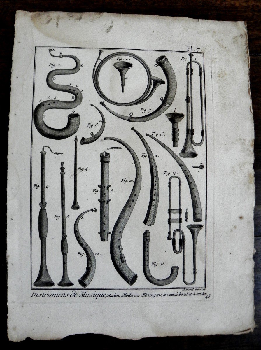  Original Engravings Plates Of Musical Instruments Encyclopedia Diderot And d'Alembert, 18th C-photo-1