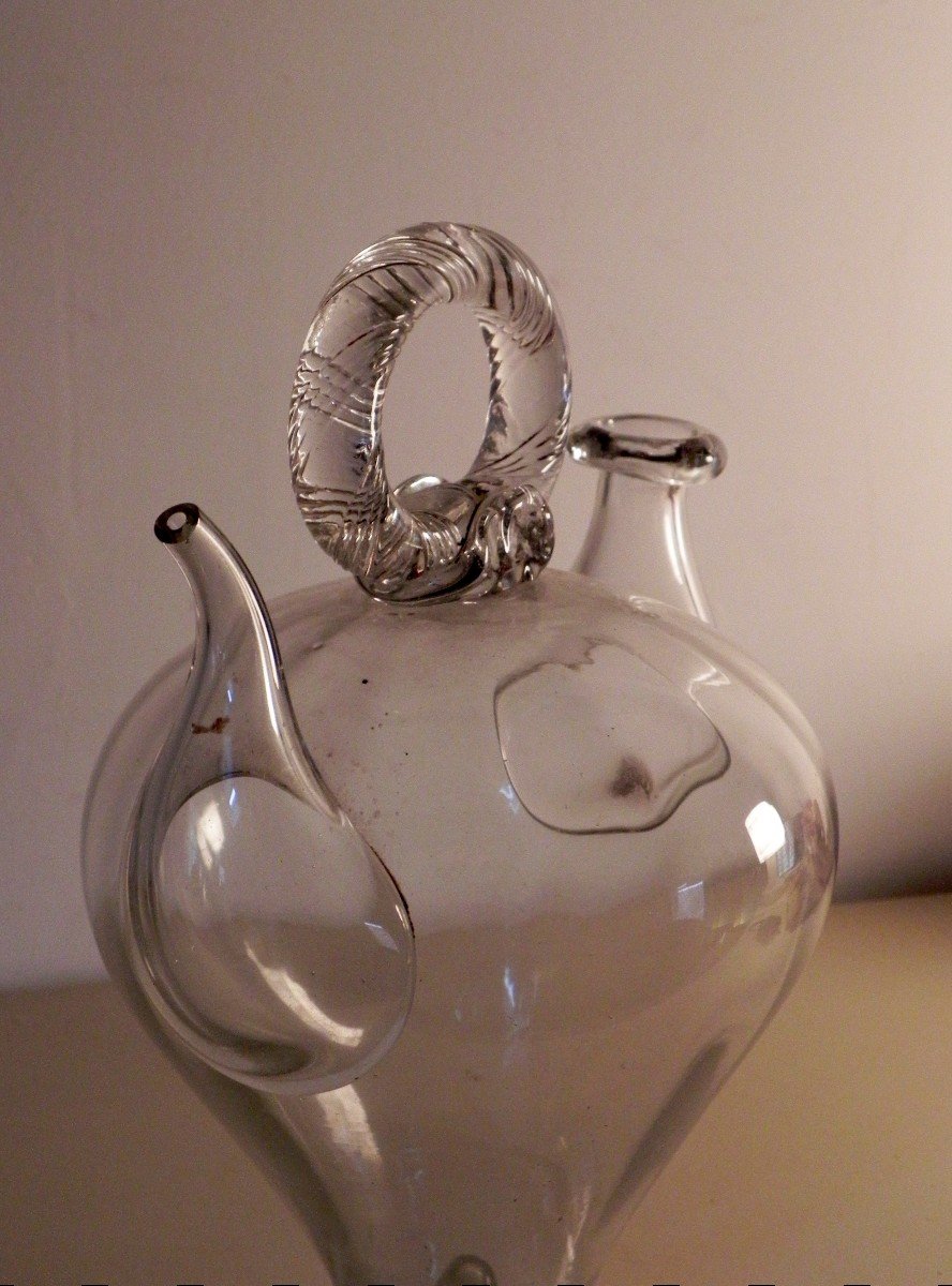 Holy Water Cantir In Blown Glass 19th Century-photo-4