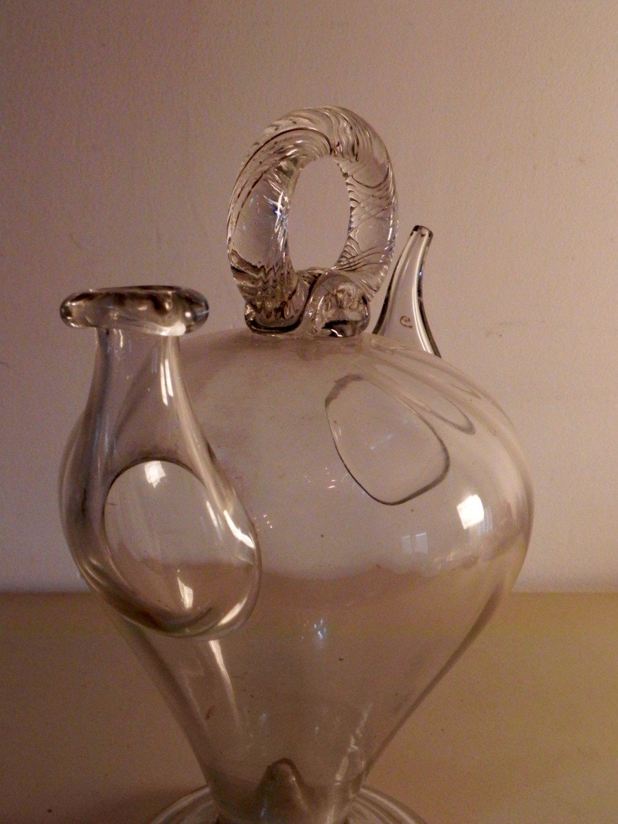Holy Water Cantir In Blown Glass 19th Century-photo-1