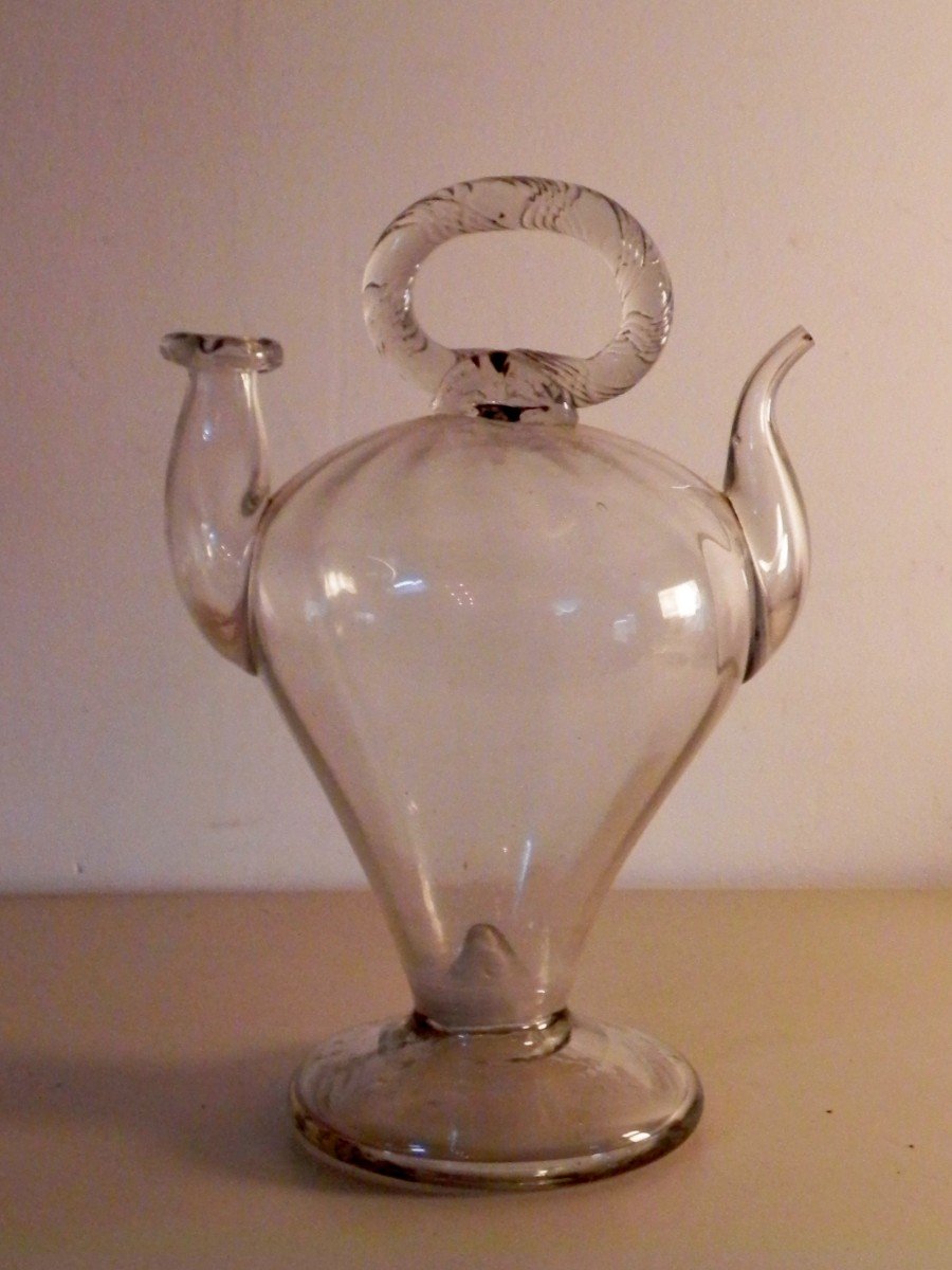 Holy Water Cantir In Blown Glass 19th Century