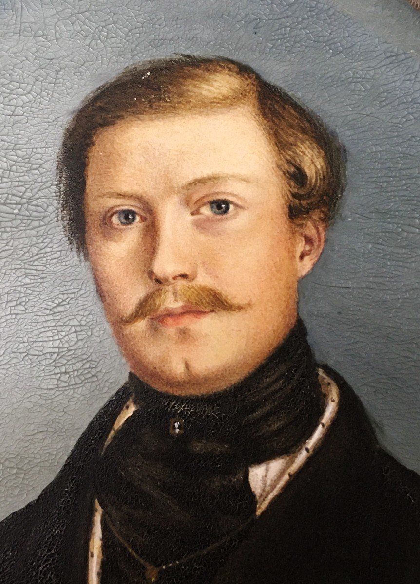 Miniature 19ème Siècle Représentant Un Portrait D’homme En Buste -photo-3