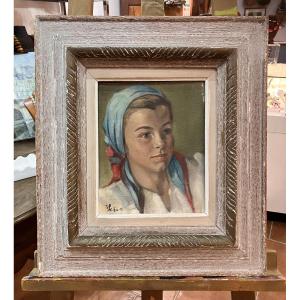 Oil Painting On Cardboard, Portrait Of A Savoyard Woman? Monogrammed Hc For Collignon And Dated VIII-51
