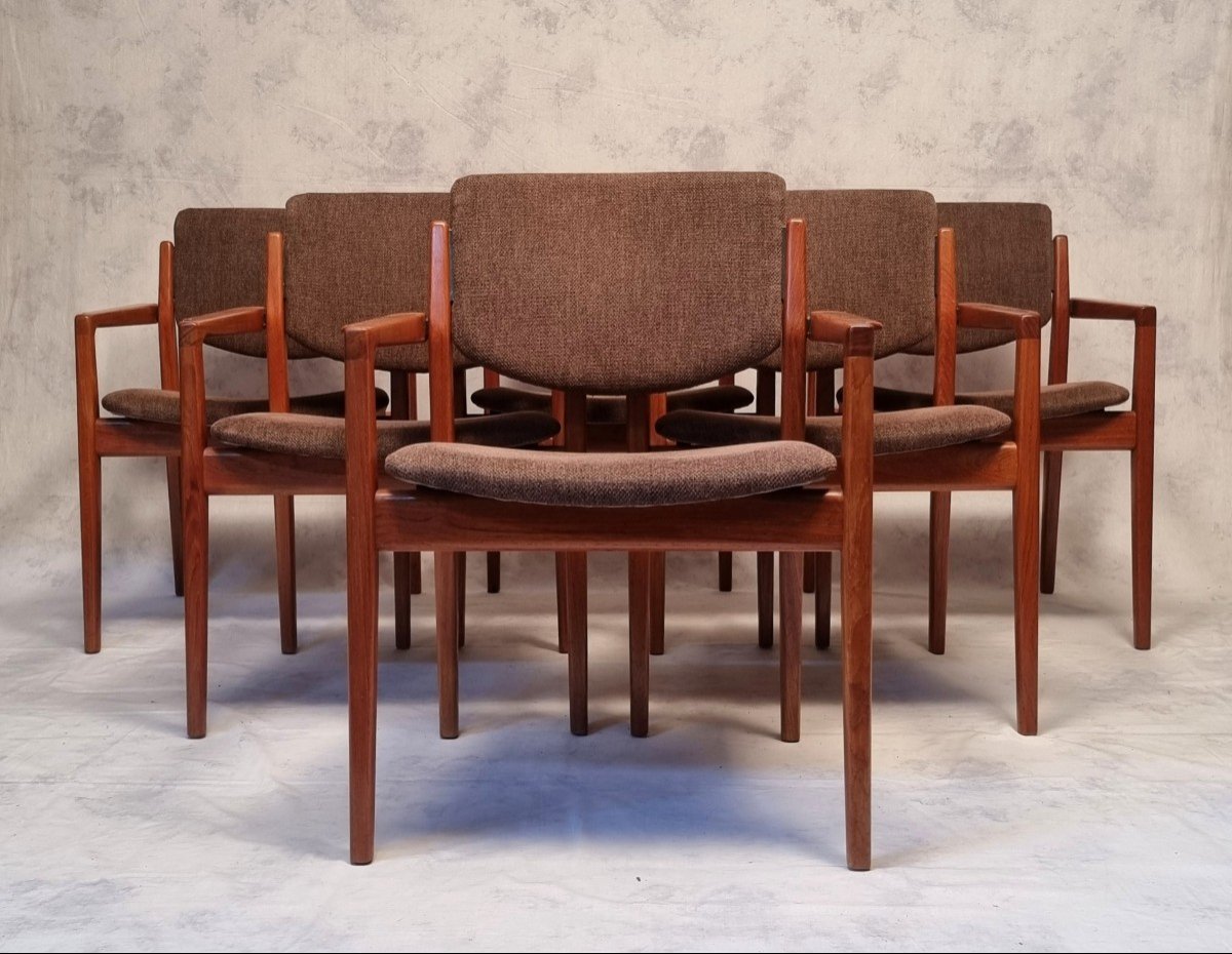 Suite Of 6 Armchairs Model 196 - Finn Juhl For France & Son - Teak - Ca 1960-photo-2