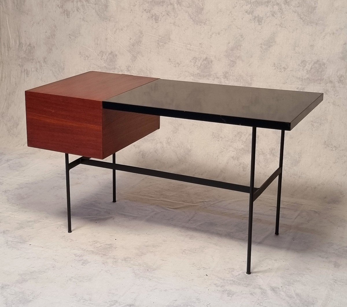 Desk Cm141 By Pierre Paulin For Thonet - Mahogany & Metal - Ca 1953-photo-4