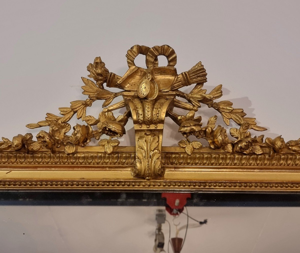 Grand Miroir d'époque Louis XVI - Bois Doré - Fin 18ème-photo-2