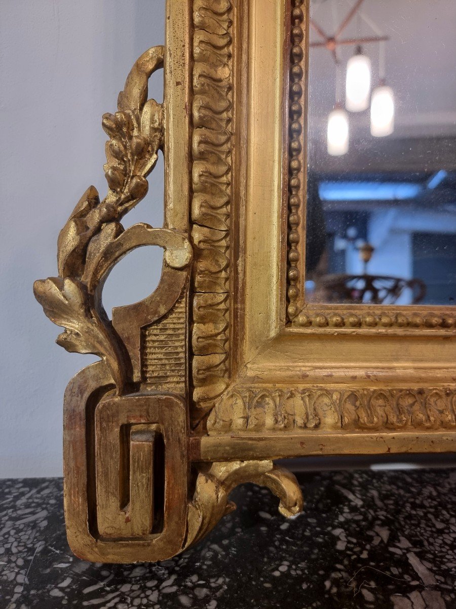 Proantic: GRAND MIROIR EN BOIS ET PEINTURE DORÉE , PÉRIODE 800